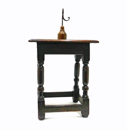 antique early oak furniture 17thc joined stool english c166070 - CATEGORY: ANTIQUE  - DATED 17TH CENTURY