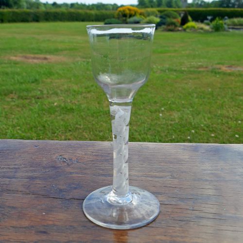 ANTIQUE EARLY 18THC OPAQUE TWIST WINE GLASS WITH OGEE BOWL AND CONICAL FOOT ENGLISH C176070 - ADDITIONAL PHOTO 4