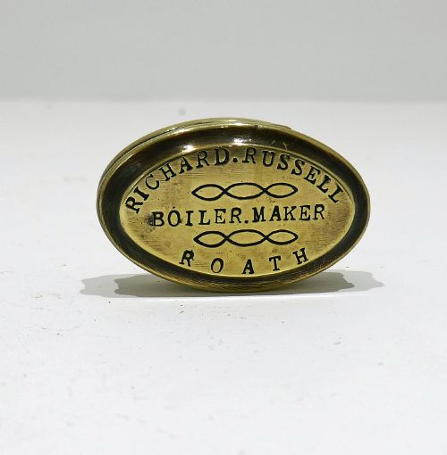 ANTIQUE METALWARE 19THC BRASS SNUFF BOX ENGRAVED RICHARD RUSSELL BOILER MAKER ROATH