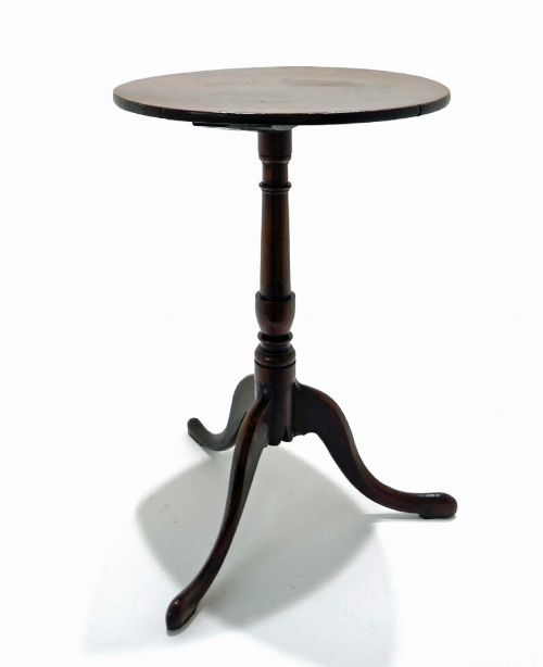 ANTIQUE EARLY OAK FURNITURE 18THC TRIPOD TABLE WITH SLENDER COLUMN ENGLISH C176080