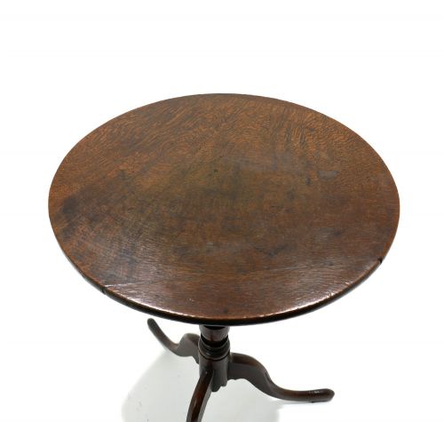 ANTIQUE EARLY OAK FURNITURE 18THC TRIPOD TABLE WITH SLENDER COLUMN ENGLISH C176080 - ADDITIONAL PHOTO 1