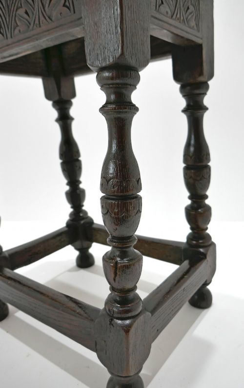 ANTIQUE 17THC CHARLES 1 YEW WOOD JOYNED STOOL WITH ATTRACTIVE DETAIL ON LEGS ENGLISH C162540 - ADDITIONAL PHOTO 5