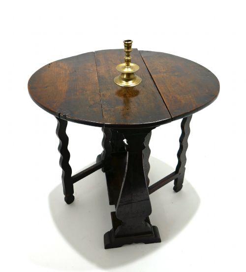 ANTIQUE PERIOD OAK FURNITURE 17THC WILLIAM MARY SMALL GATELEG TABLE WITH TRESTLE FOOT ENGLISH C167080