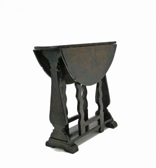 ANTIQUE PERIOD OAK FURNITURE 17THC WILLIAM MARY SMALL GATELEG TABLE WITH TRESTLE FOOT ENGLISH C167080 - ADDITIONAL PHOTO 2