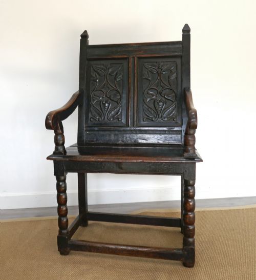 ANTIQUE EARLY ENGLISH FURNITURE PERIOD OAK 17THC WAINSCOT CHAIR LANCASHIRE CHESHIRE C166080