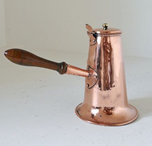 ANTIQUE EARLY METALWARE MID 18THC COPPER COFFEE POT WITH SIDE HANDLED ENGLISH C175070 - ADDITIONAL PHOTO 1