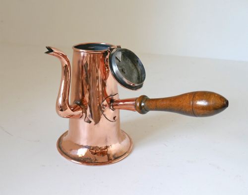 ANTIQUE EARLY METALWARE MID 18THC COPPER COFFEE POT WITH SIDE HANDLED ENGLISH C175070 - ADDITIONAL PHOTO 5