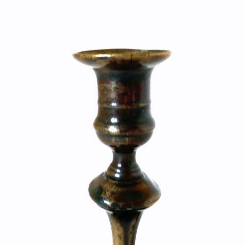 ANTIQUE EARLY LIGHTING 18THC BRASS SINGLE PATINATED CANDLESTICK ENGLISH C174050 - ADDITIONAL PHOTO 5