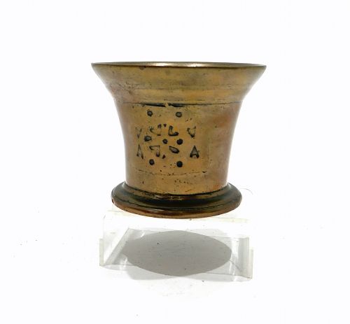 ANTIQUE EARLY METALWARE 17THC BRONZE MORTAR DATED 1690 ENGLISH SOMERSET FOUNDRY - ADDITIONAL PHOTO 1