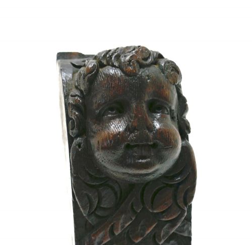 ANTIQUE EARLY OAK CARVING 17THC WINGED CHERUB APPLIQUE FLEMISH C166080 - ADDITIONAL PHOTO 3