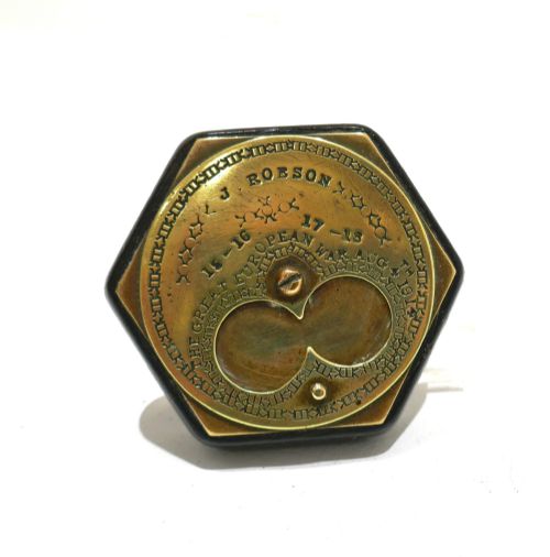 Antique Metalware 20thc Brass Miser Snuff Box Engraved J. Robson - The Great European War - Aug 4th 1914.   English.