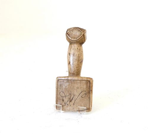 Antique Maritime Collectables Early 19thc Whalebone Seam Rubber Initialled T.w. English.  C1840-60.
