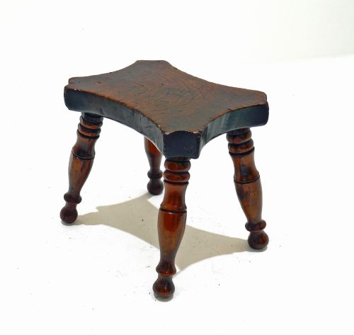 Antique Early Furniture 19thc Ash & Elm Lace Makers Stool.     English C1840-60.