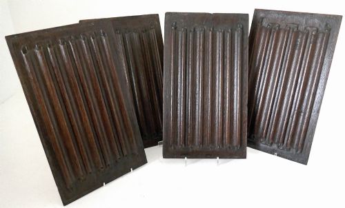 Antique Early Carvings Four 16thc Oak Linenfold Carved Panels.   English C1540-60.