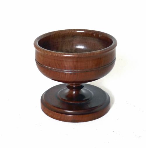 Early Antique Treen Late 18thc Yew Wood Turned Salt on Raised Base with Exceptional Colour.  English. C1770-90.