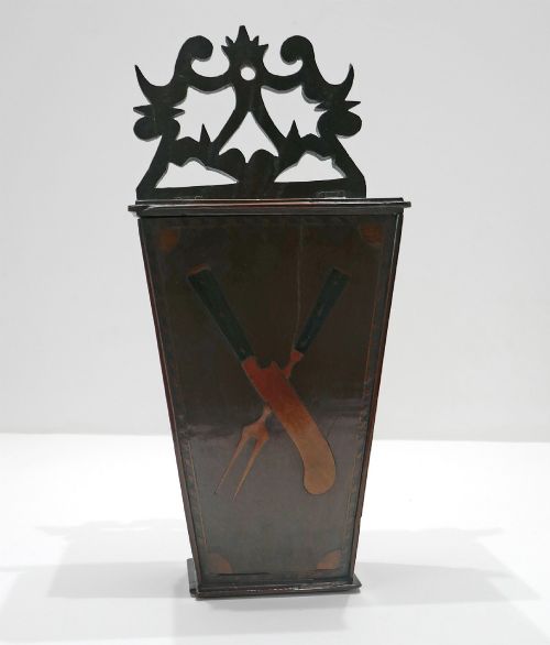 Antique Georgian Mahogany Cutlery Box with Boxwood & Ebony Inlaid Pattern.  English C1800.