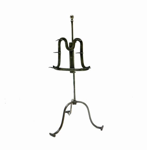 Antique Early Metalware 18thc Adjustable Iron Six Pronged Lark Spit / Toaster with Unusual Rolled Feet.  English C1760-80