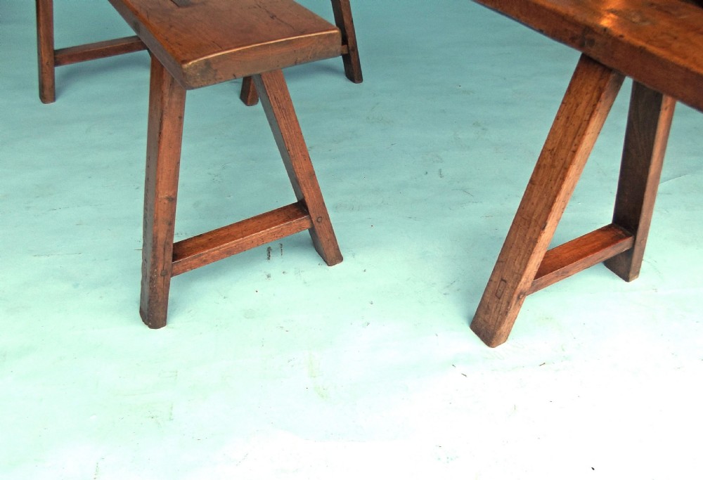 Pr Of 19thc Small Country Furniture Fruitwood Window Benches.   French - C1860-80 View IV