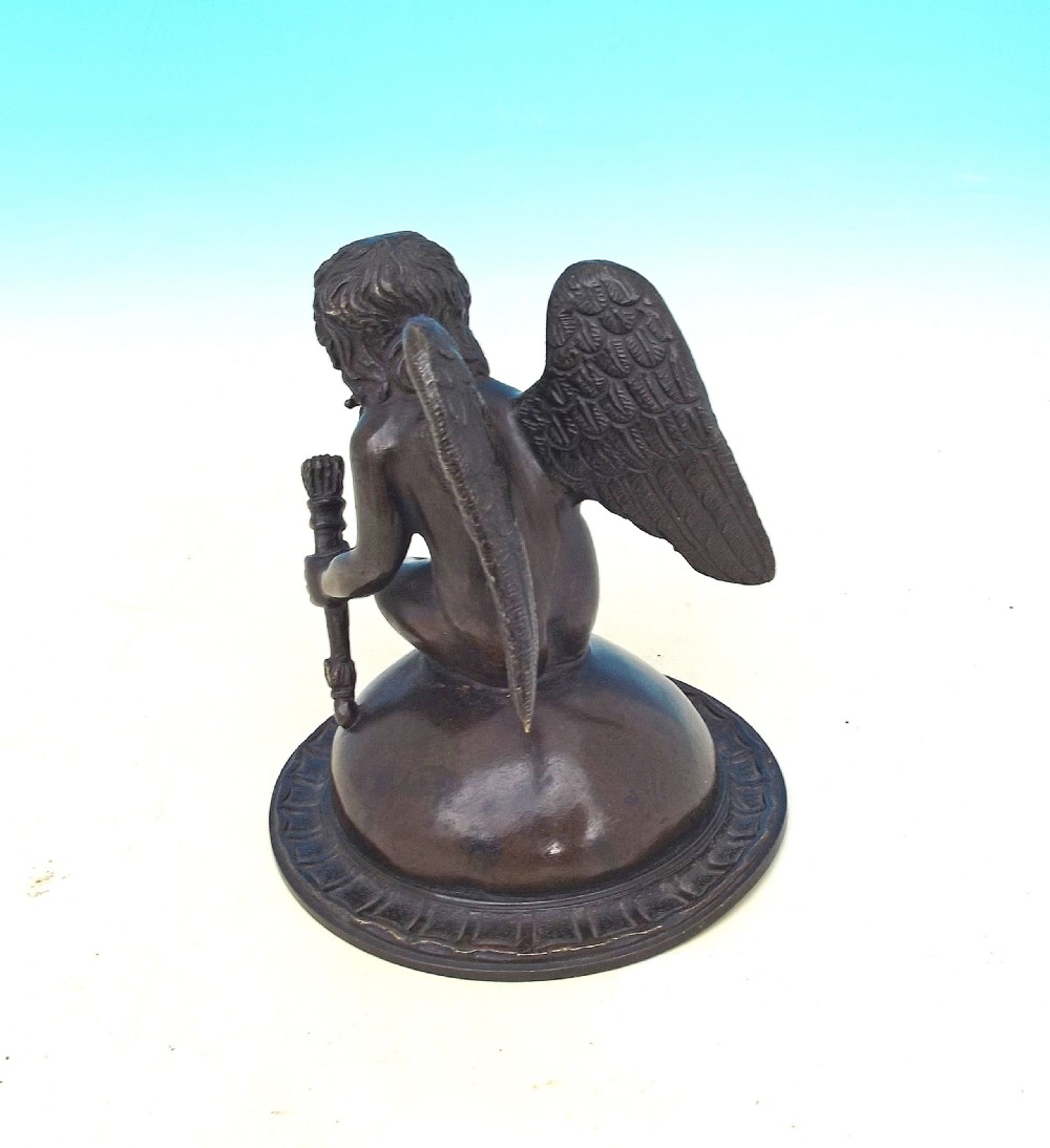 19thc Bronze Angel Holding A Quiver Full Of Arrows.     Continental   C1840-60. View II