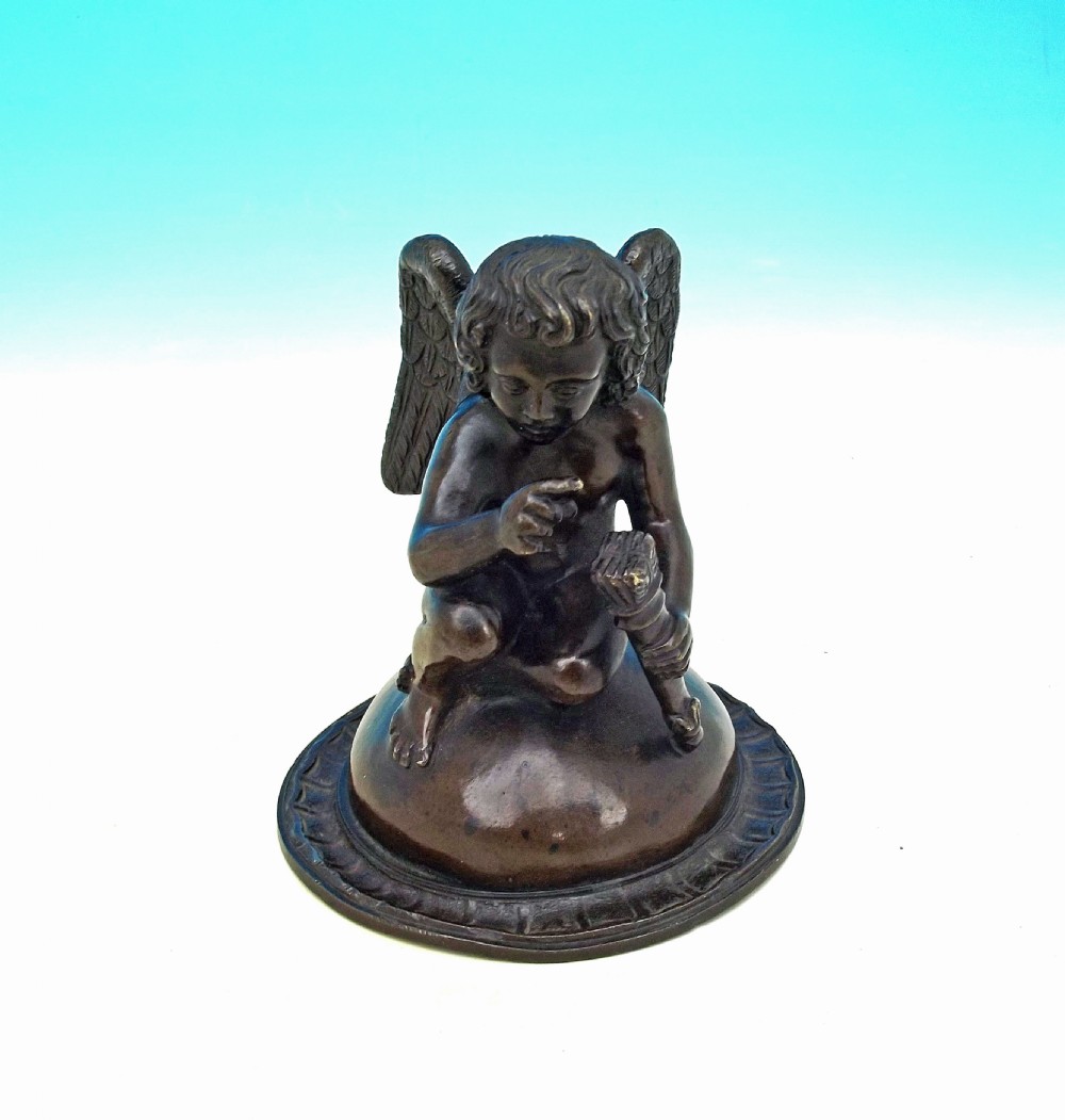 19thc Bronze Angel Holding A Quiver Full Of Arrows.     Continental   C1840-60. View III