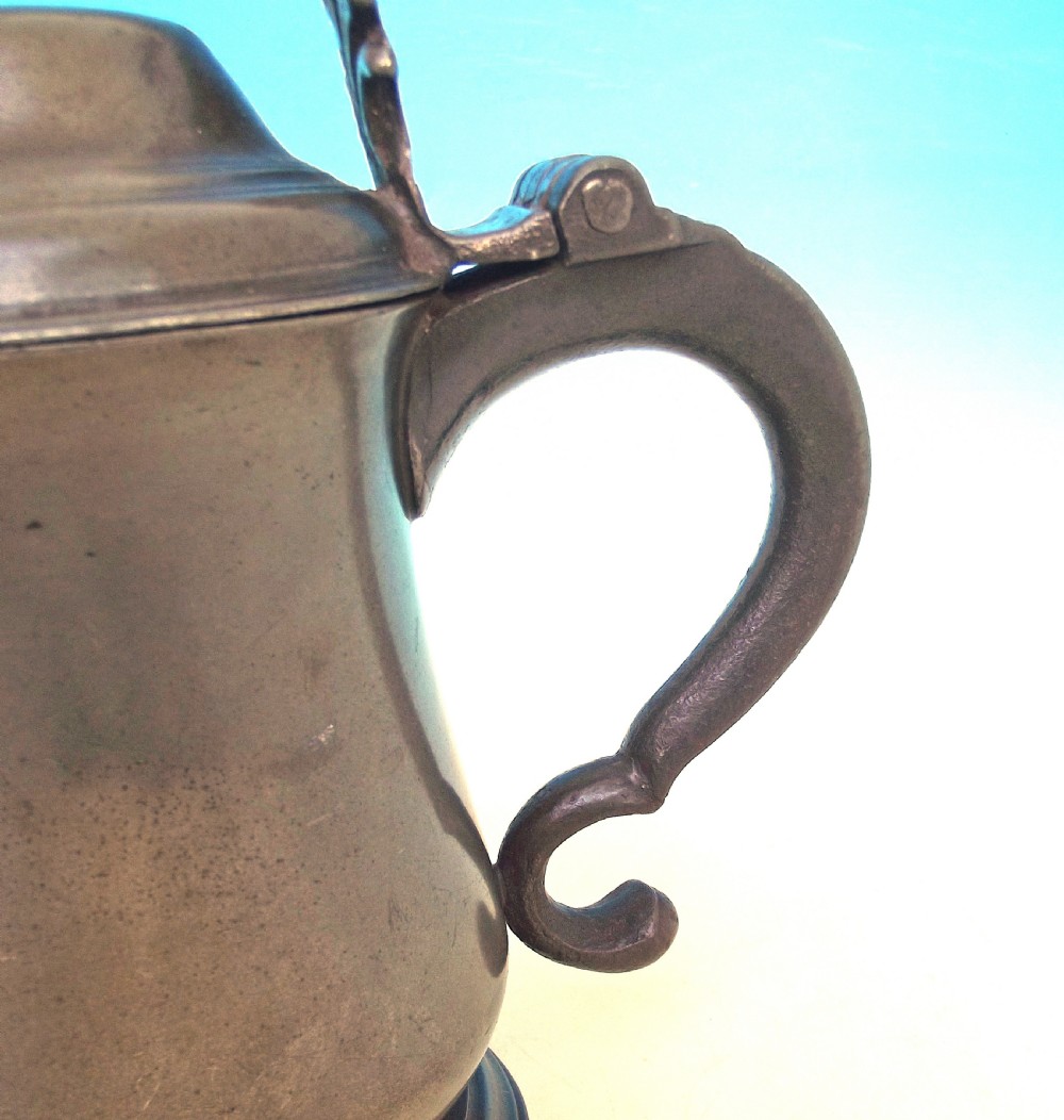 Antique Metalware 18thc Pewter Lidded Tankard.       English. C1770-C1800. View V