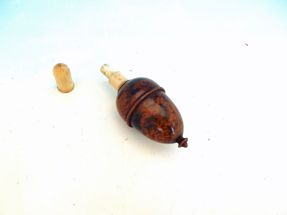A 19thc Treen Burr Walnut And Bone Turned Needlecase.      French C1860-80.