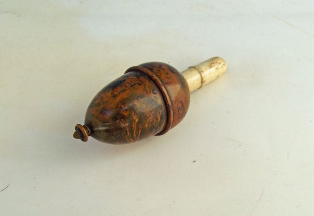 A 19thc Treen Burr Walnut And Bone Turned Needlecase.      French C1860-80. View IV
