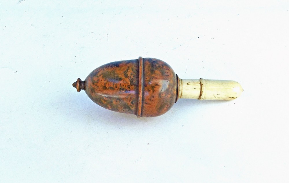 A 19thc Treen Burr Walnut And Bone Turned Needlecase.      French C1860-80. View V