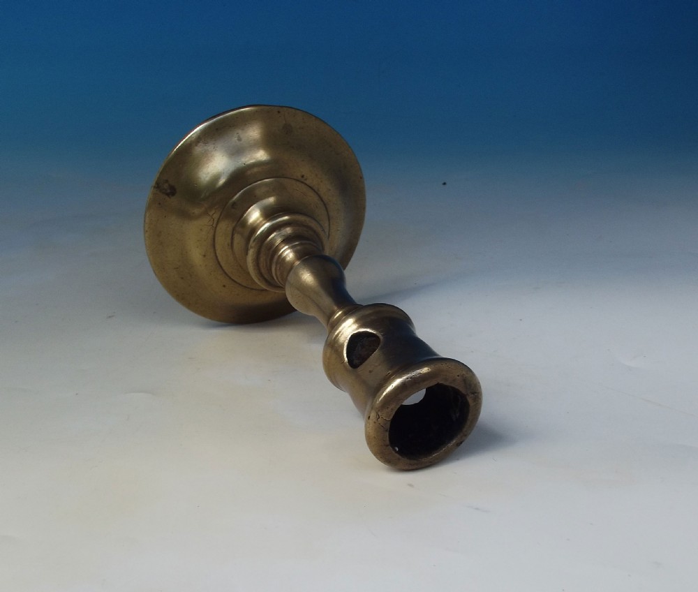 16thc Early Metalware Brass Single Candlestick .    French. C1550-80 View V