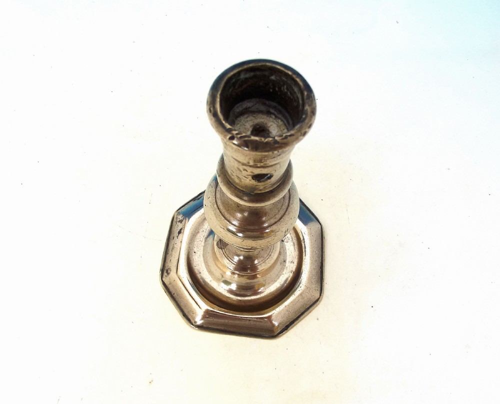 Antique Metalware Late 17thc Brass Single Candlestick.    French. C1690-C1720 View III