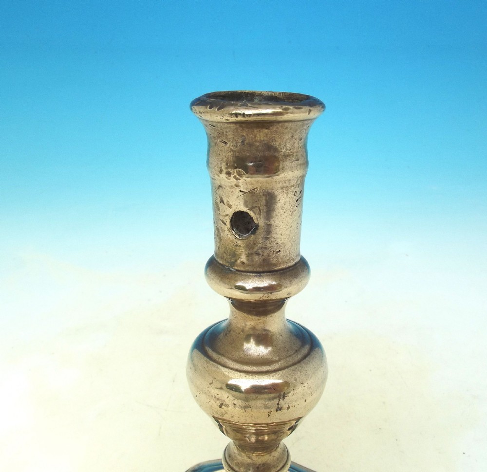 Antique Metalware Late 17thc Brass Single Candlestick.    French. C1690-C1720 View IV