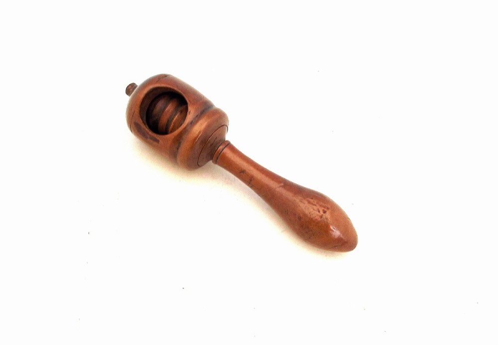 Antique Treen 19thc Boxwood Pocket Screw Nutcracker .   Continental  C1800-20.