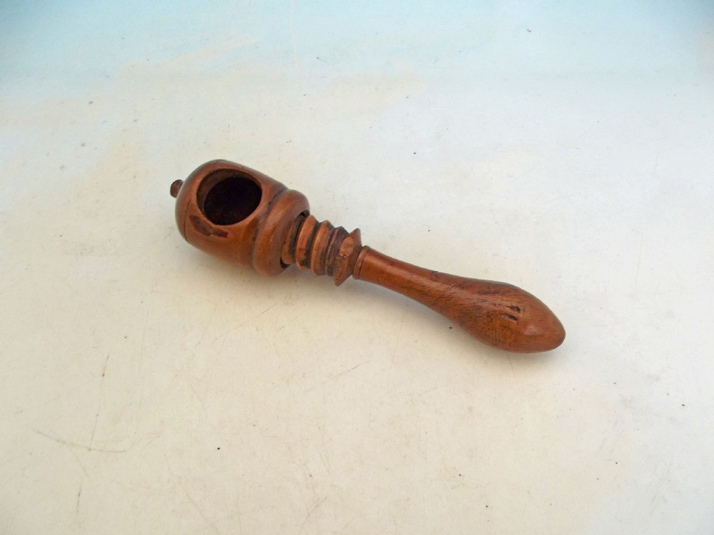 Antique Treen 19thc Boxwood Pocket Screw Nutcracker .   Continental  C1800-20. View II