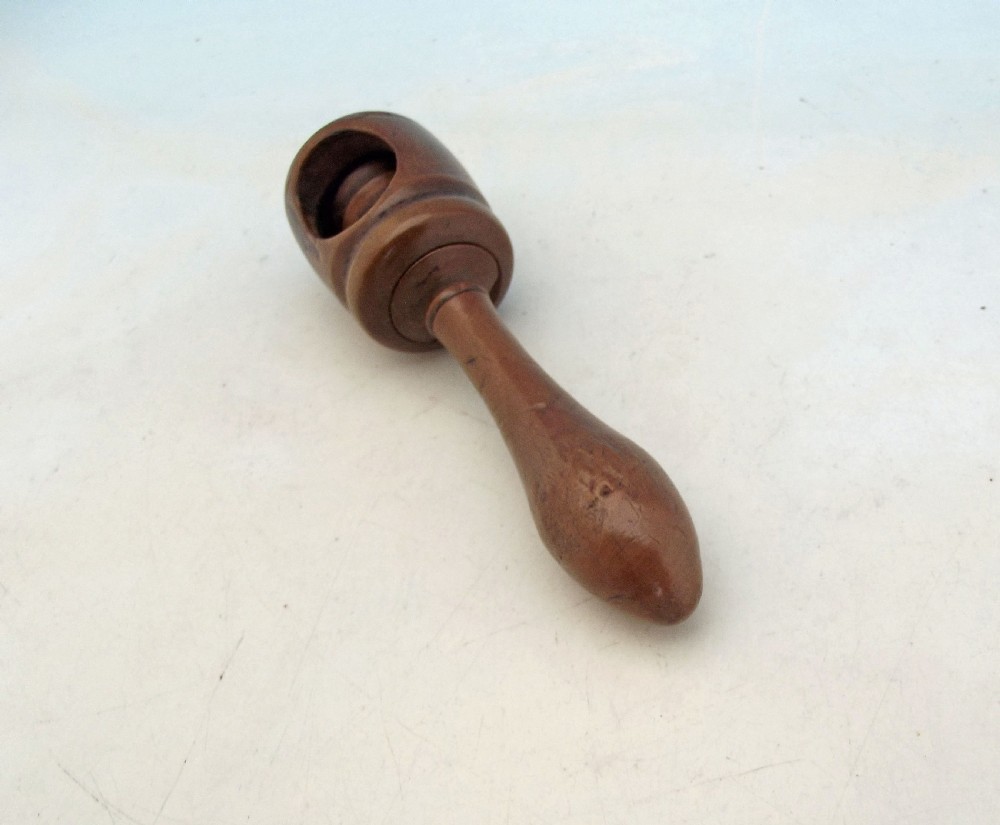 Antique Treen 19thc Boxwood Pocket Screw Nutcracker .   Continental  C1800-20. View V