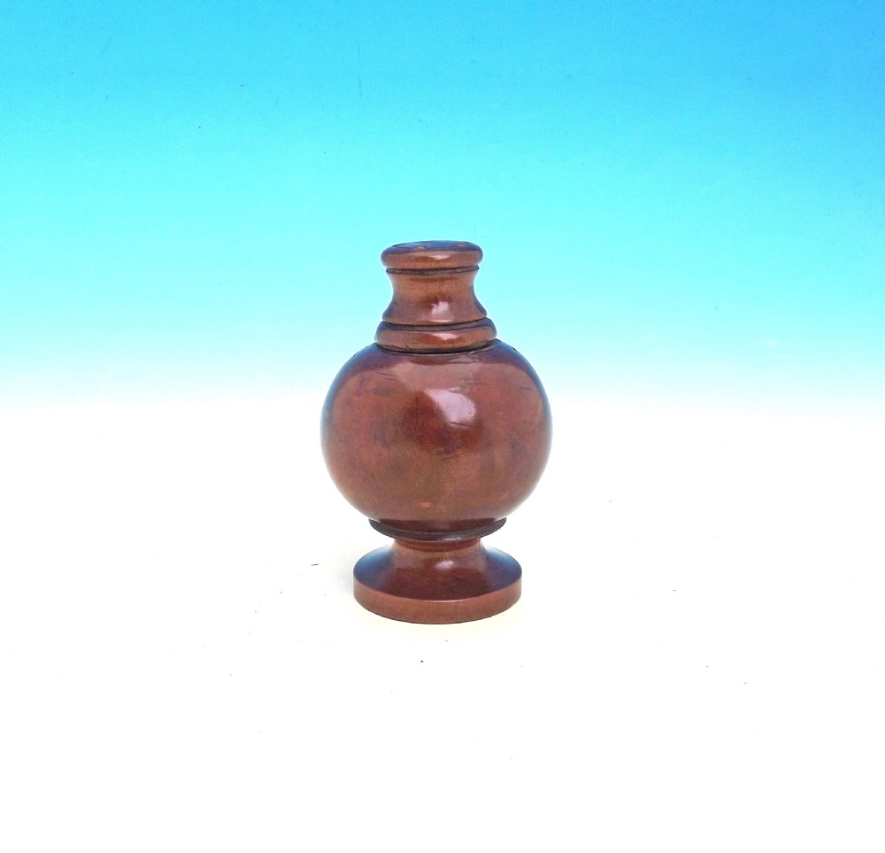 Antique 19thc Treen Fruitwood Turned Spice Pot / Muffineer.    French C1820-40.