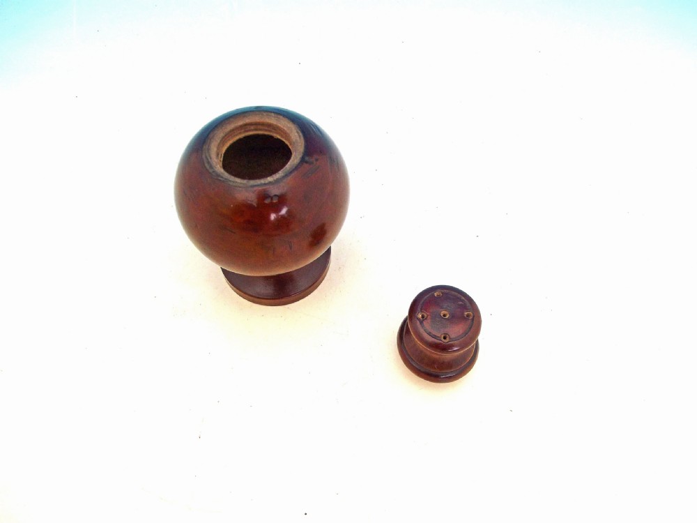 Antique 19thc Treen Fruitwood Turned Spice Pot / Muffineer.    French C1820-40. View III