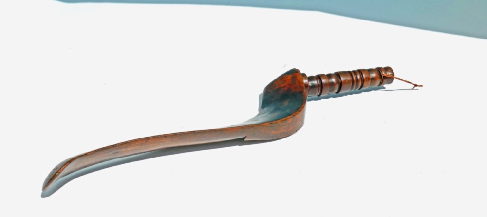 Antique Treen 19thc Gull Wing Knitting Sheath With Carved Fish Decor.  English - Lake District  C1860-80 View IV
