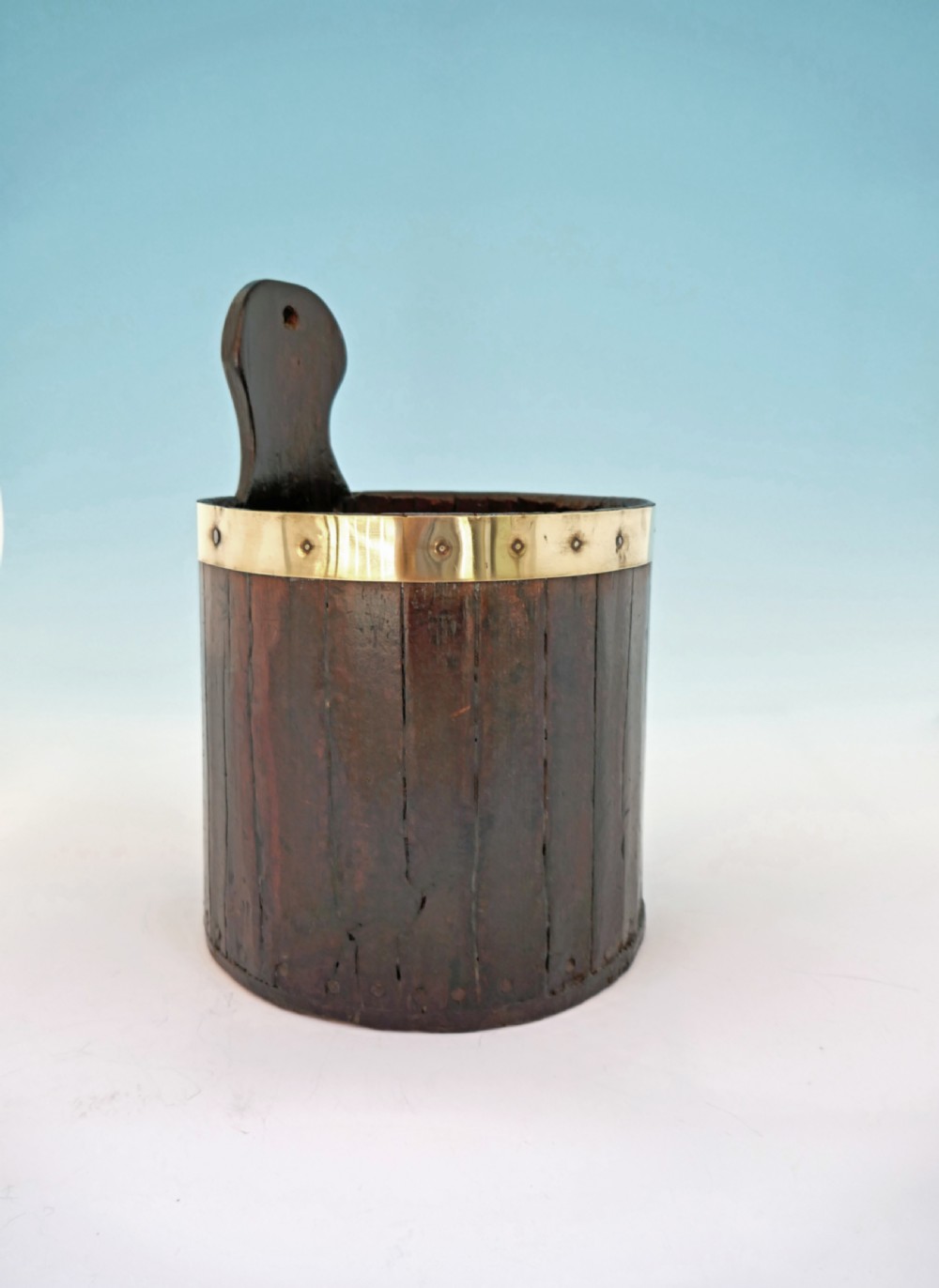 Antique Treen 19thc Brass Bound Staved Milk Piggin. English. C1840-60