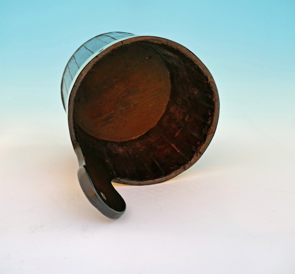 Antique Treen 19thc Brass Bound Staved Milk Piggin. English. C1840-60 View IV