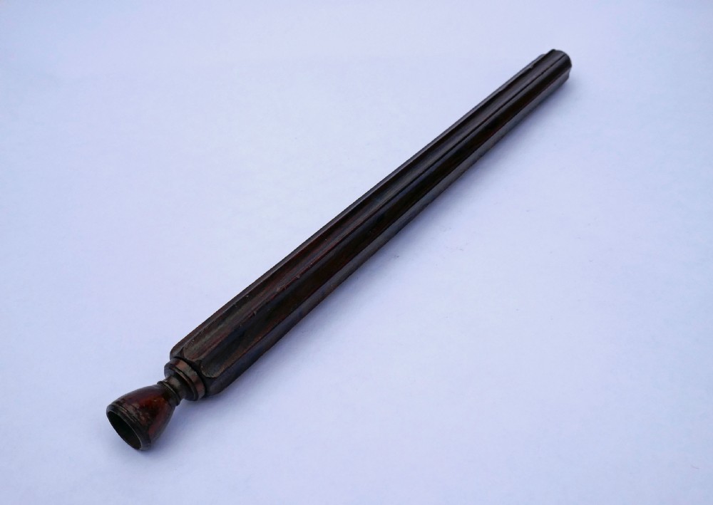 Antique 19thc Treen Rosewood Combined Sealing Fluted Ruler With Holder.   English C1840-50.