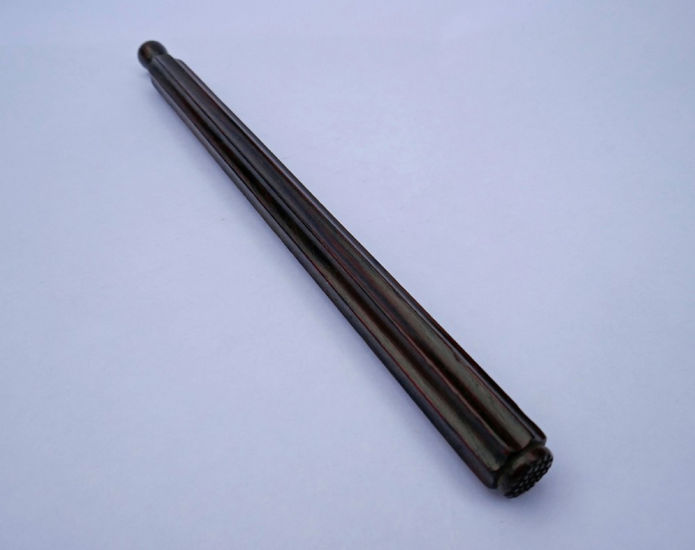 Antique 19thc Treen Rosewood Combined Sealing Fluted Ruler With Holder.   English C1840-50. View II