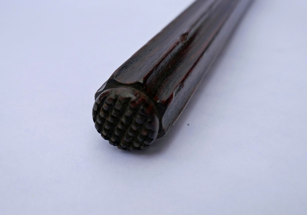 Antique 19thc Treen Rosewood Combined Sealing Fluted Ruler With Holder.   English C1840-50. View IV