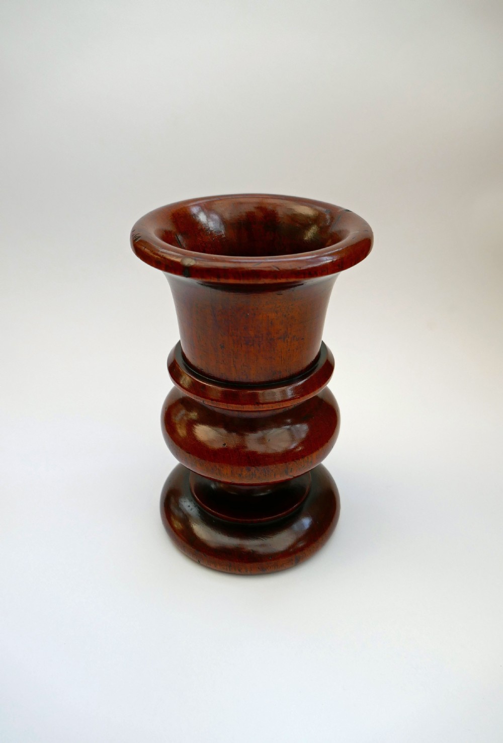 Antique 19thc Large Treen Fruitwood Turned Spill Vase.   English. C1840-50.
