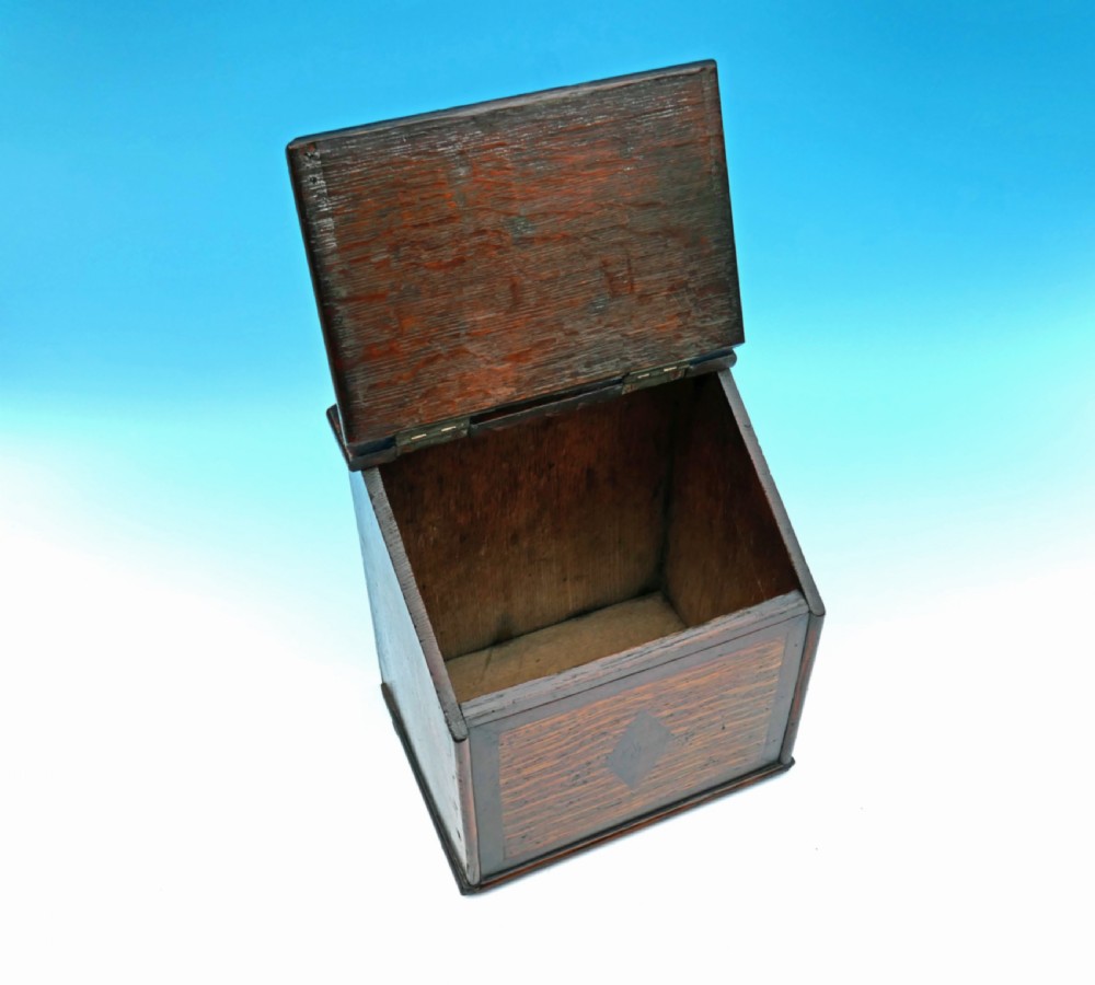Antique Late 18thc Oak Inlaid Salt Box.    Welsh. C1780-90
 View III