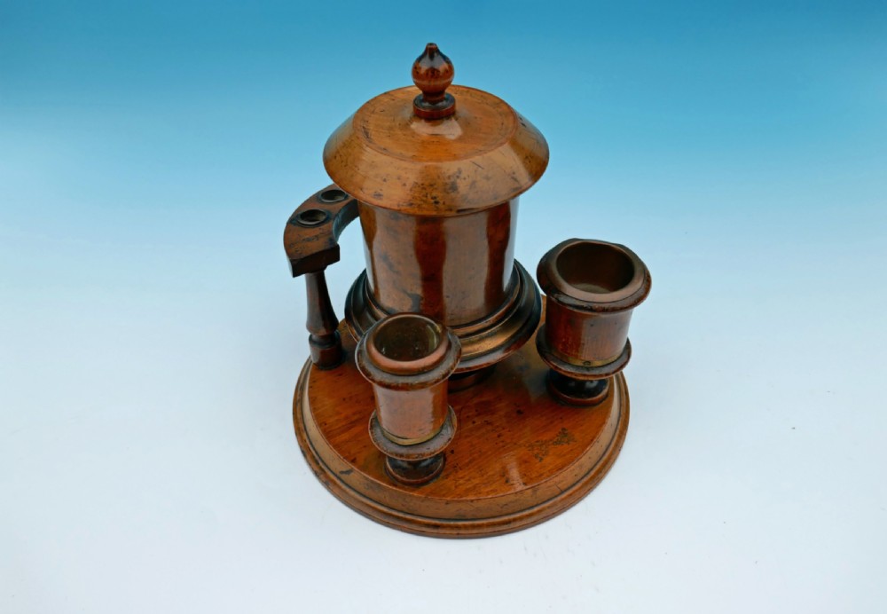 A 19thc Treen Turned Beech Smokers Companion Set.    English. C1840-60 View II