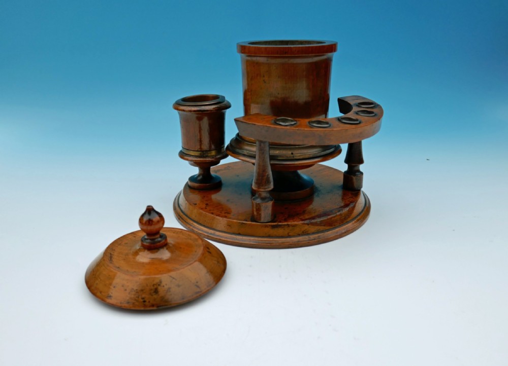 A 19thc Treen Turned Beech Smokers Companion Set.    English. C1840-60 View III