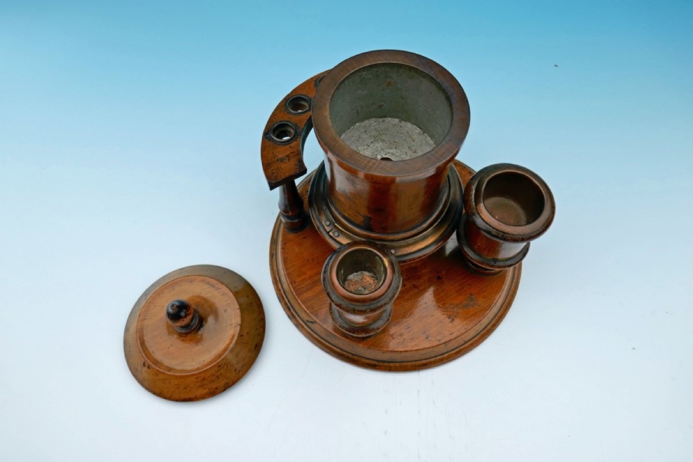 A 19thc Treen Turned Beech Smokers Companion Set.    English. C1840-60 View IV