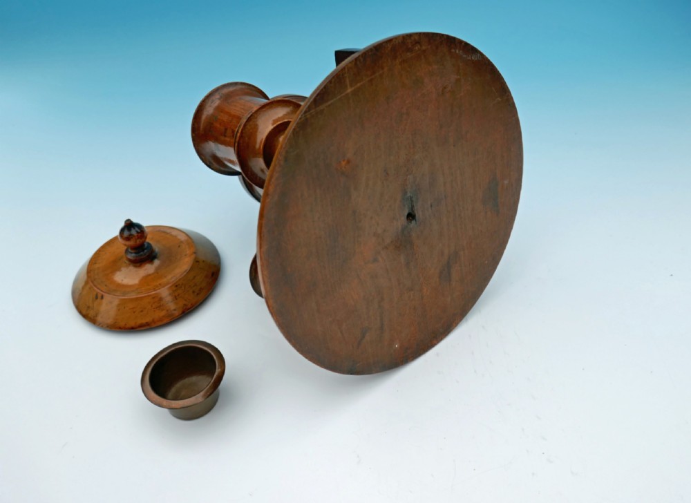 A 19thc Treen Turned Beech Smokers Companion Set.    English. C1840-60 View V