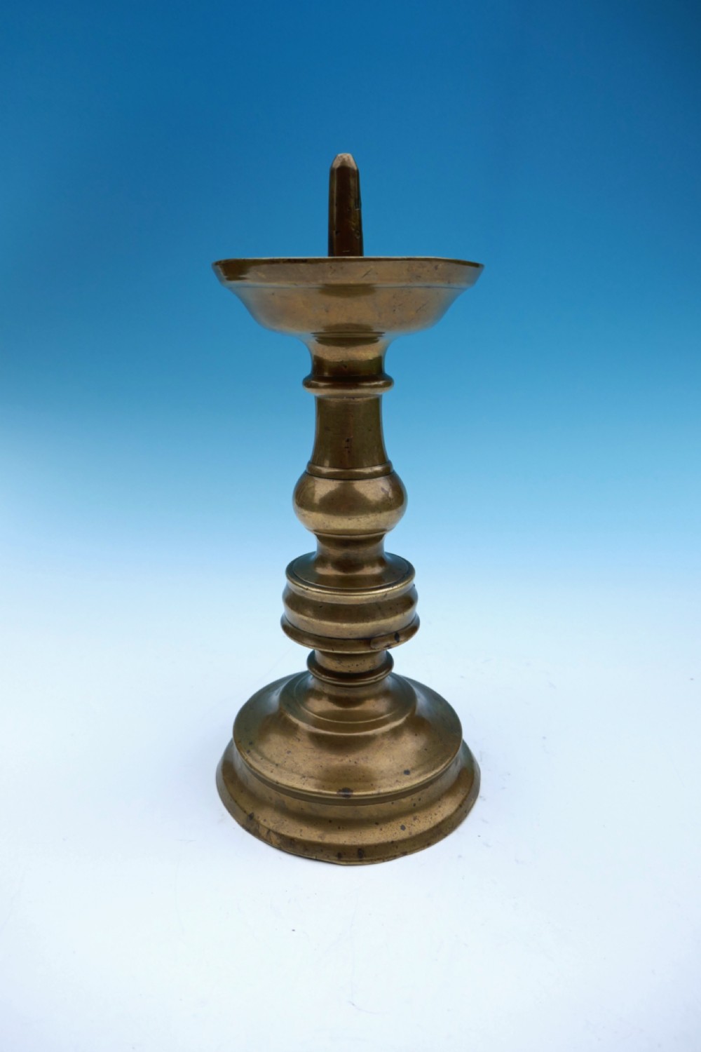 Antique Metalware 16thc Single Brass Pricket Candlestick.   Flemish. C1490-C1520