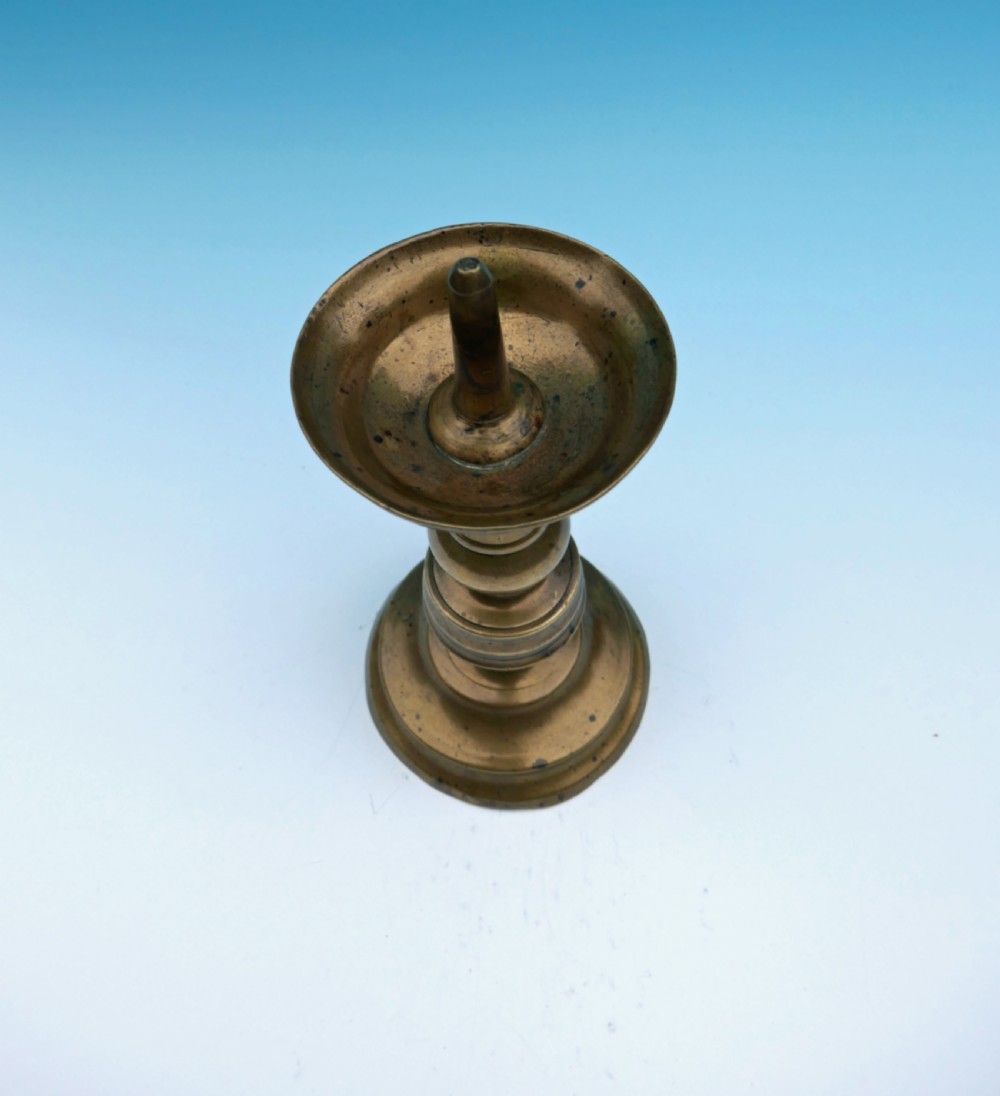 Antique Metalware 16thc Single Brass Pricket Candlestick.   Flemish. C1490-C1520 View III